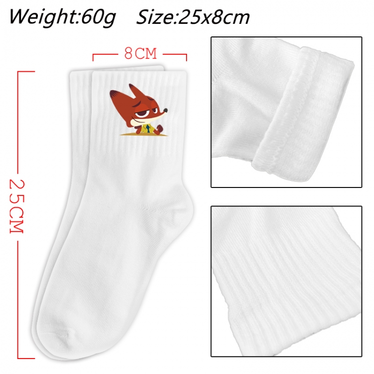 Zootopia Anime Print Long Crew Cotton Socks 25x8cm