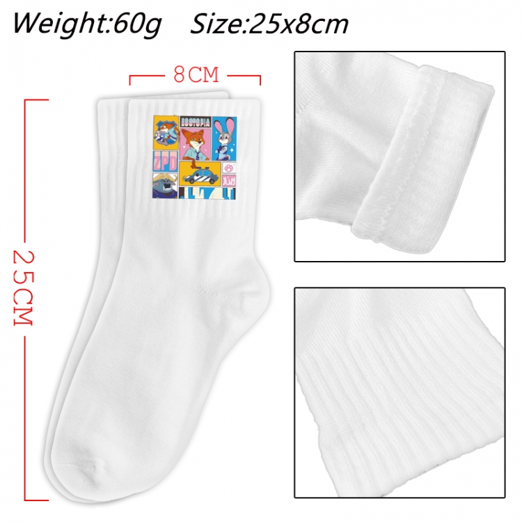 Zootopia Anime Print Long Crew Cotton Socks 25x8cm