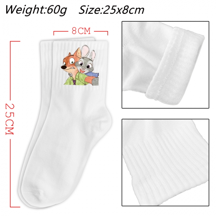 Zootopia Anime Print Long Crew Cotton Socks 25x8cm