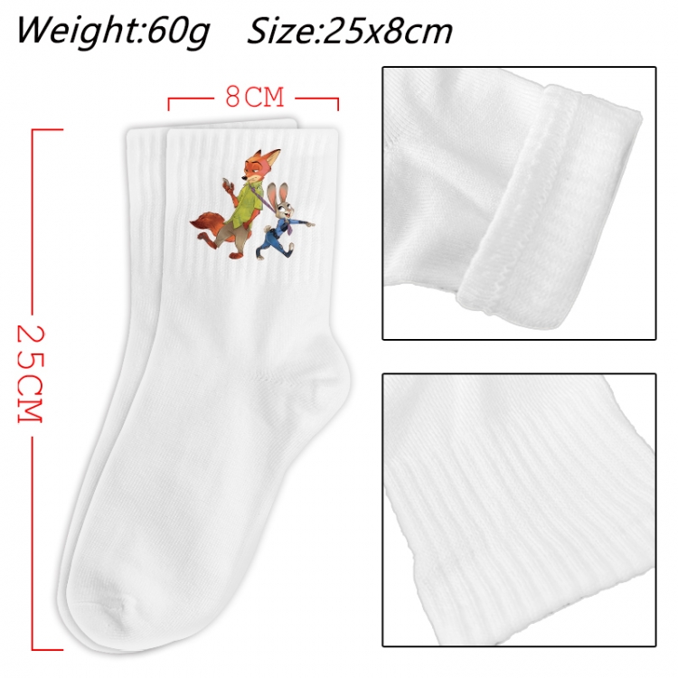 Zootopia Anime Print Long Crew Cotton Socks 25x8cm