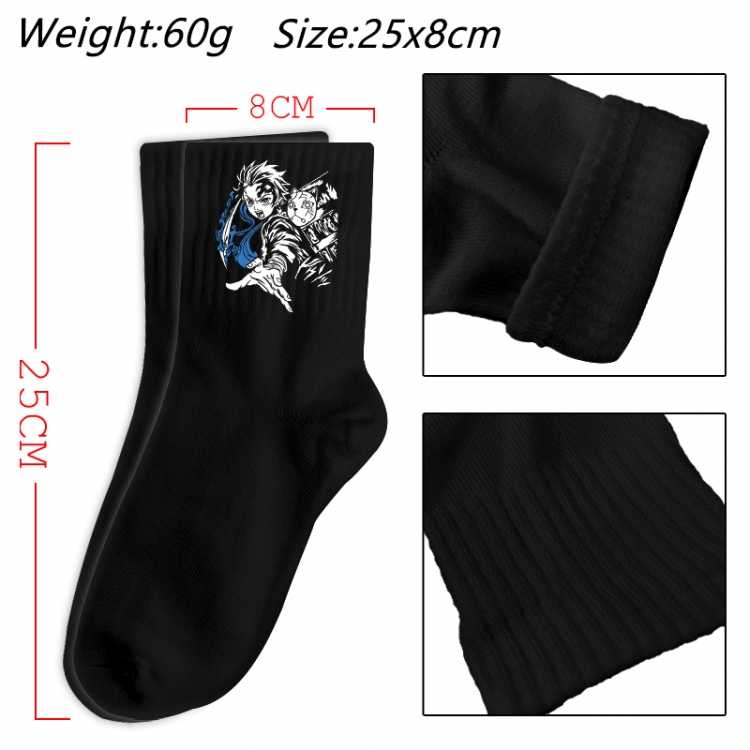 Demon Slayer Kimets Anime Print Long Crew Cotton Socks 25x8cm