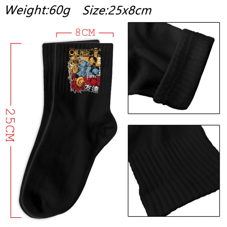 One Piece Anime Print Long Crew Cotton Socks 25x8cm