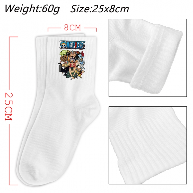 One Piece Anime Print Long Crew Cotton Socks 25x8cm