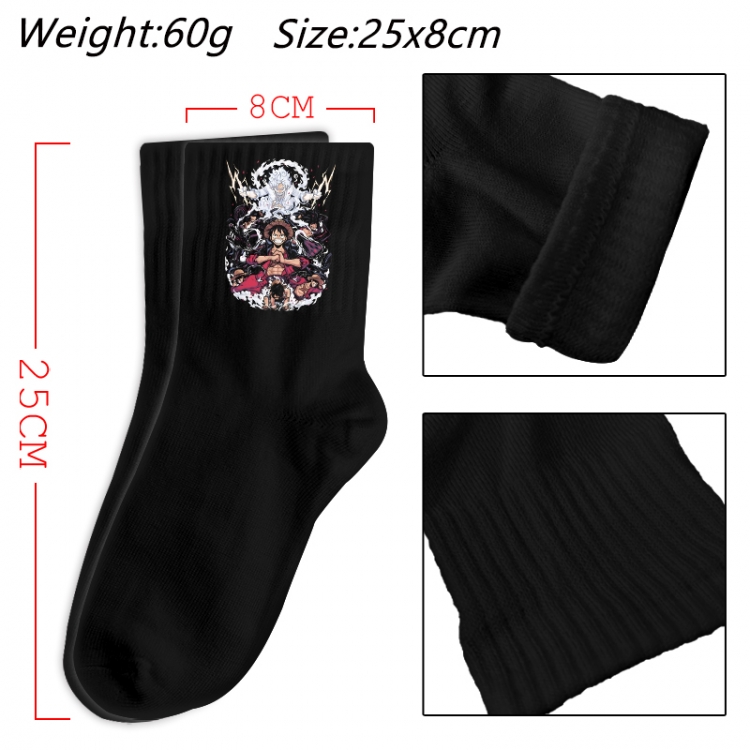 One Piece Anime Print Long Crew Cotton Socks 25x8cm