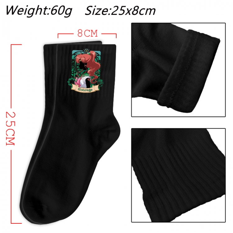 sailormoon Anime Print Long Crew Cotton Socks 25x8cm