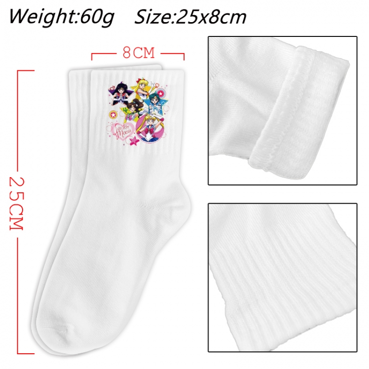 sailormoon Anime Print Long Crew Cotton Socks 25x8cm