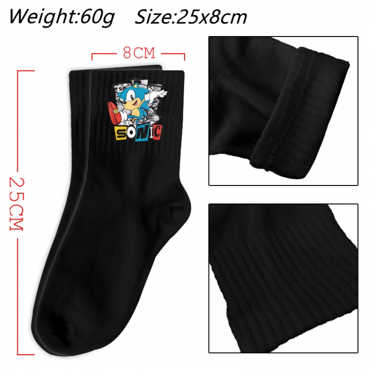 Sonic The Hedgehog Anime Print Long Crew Cotton Socks 25x8cm