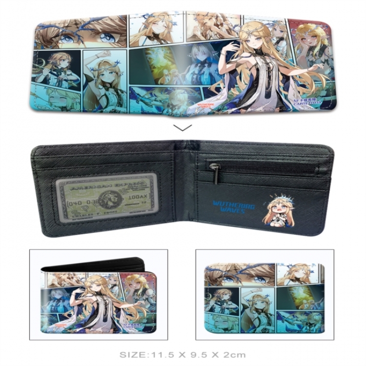 Wuthering Waves 3D concave convex two fold short card wallet wallet wallet 11X9.5X2cm 65G