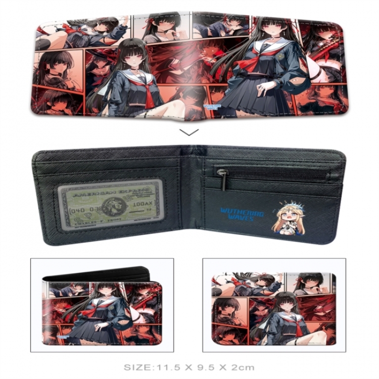 Wuthering Waves 3D concave convex two fold short card wallet wallet wallet 11X9.5X2cm 65G