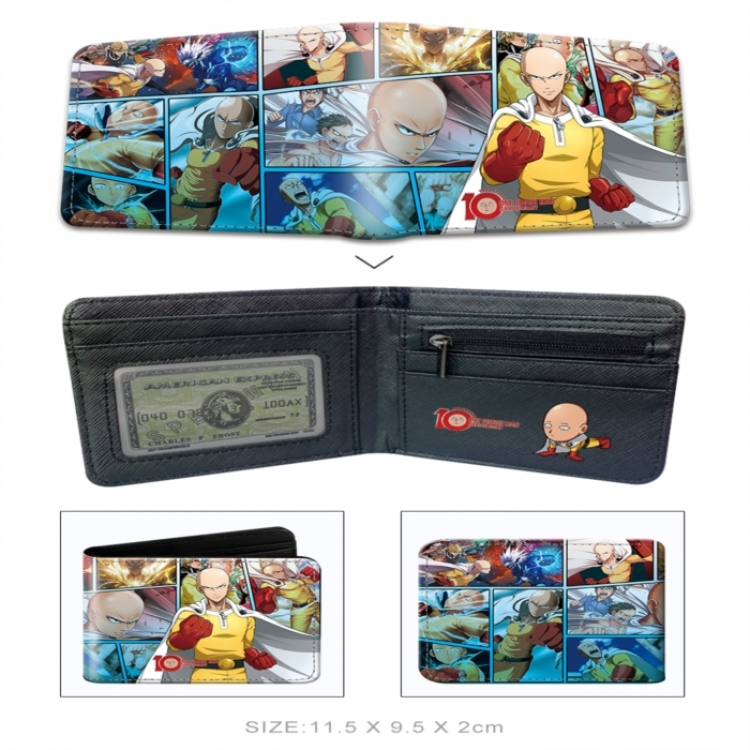 One Punch Man 3D concave convex two fold short card wallet wallet wallet 11X9.5X2cm 65G
