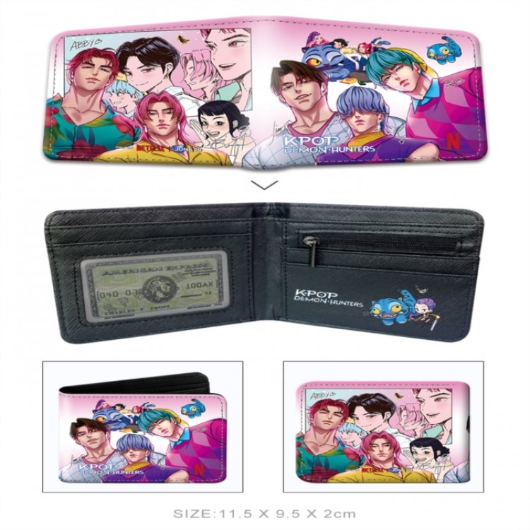 K-Pop Demon Hunters 3D concave convex two fold short card wallet wallet wallet 11X9.5X2cm 65G
