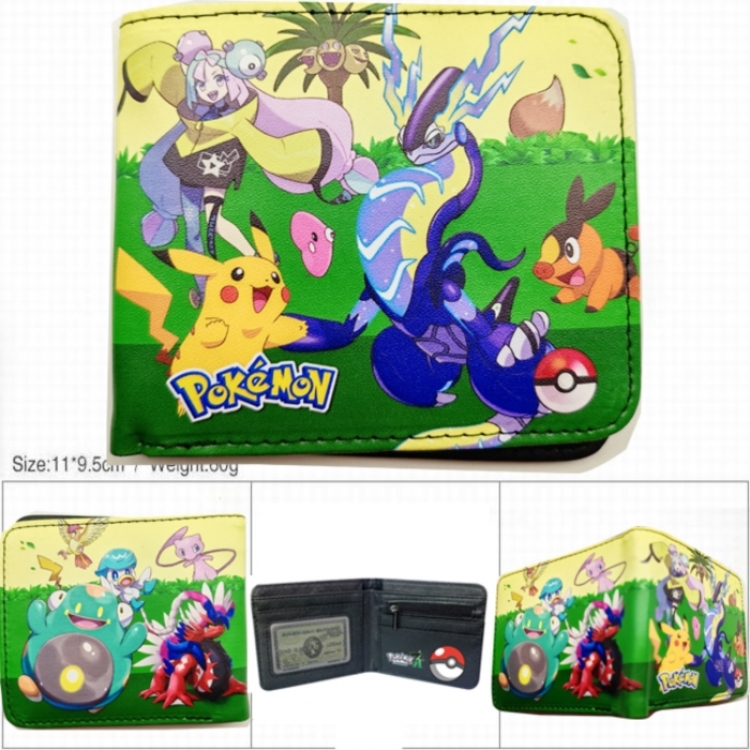 Pokemon 3D concave convex two fold short card wallet wallet wallet 11X9.5X2cm 65G