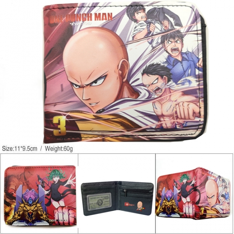 One Punch Man 3D concave convex two fold short card wallet wallet wallet 11X9.5X2cm 65G