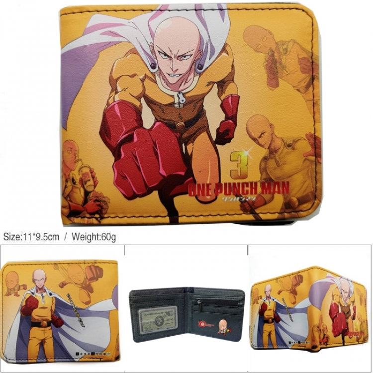 One Punch Man 3D concave convex two fold short card wallet wallet wallet 11X9.5X2cm 65G
