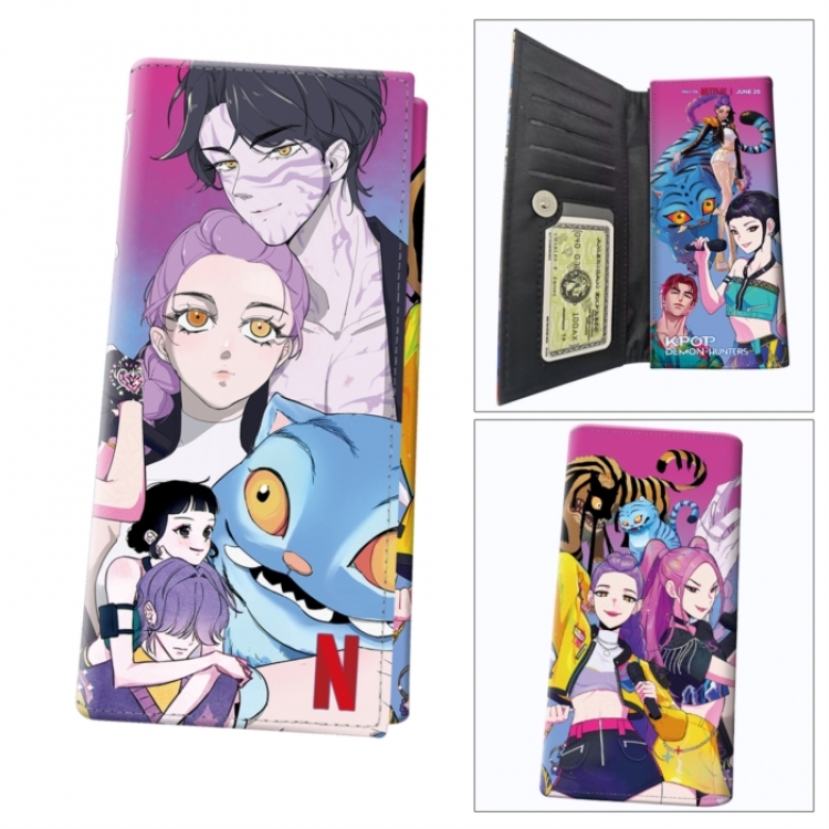K-Pop Demon Hunters Anime wallet long wallet buckle storage bag 18.5x9.5x2CM 100g
