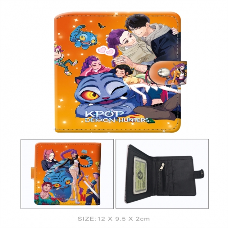 K-Pop Demon Hunters PU vertical wallet short wallet buckle storage bag 12x9.5x2CM 60G