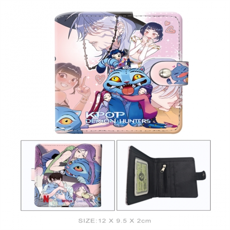 K-Pop Demon Hunters PU vertical wallet short wallet buckle storage bag 12x9.5x2CM 60G