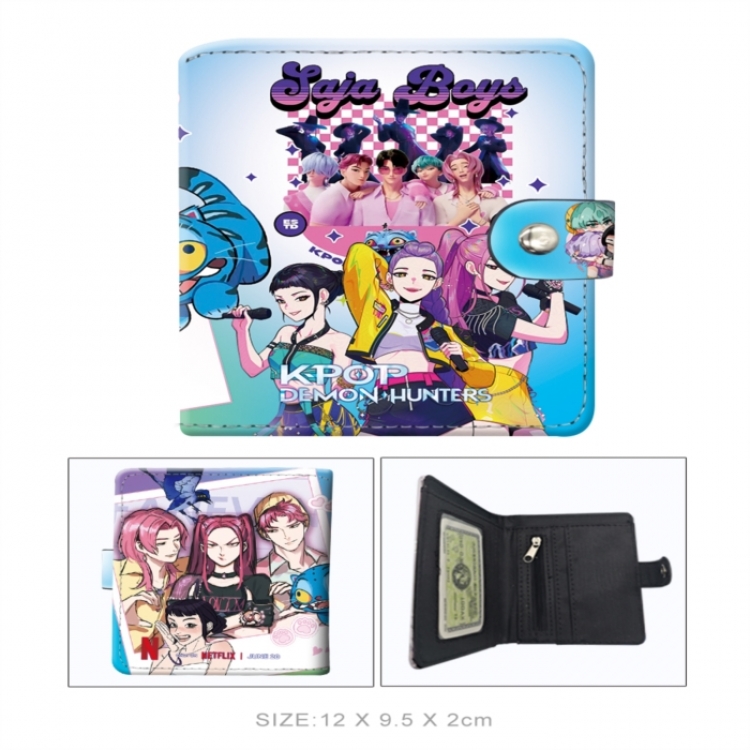 K-Pop Demon Hunters PU vertical wallet short wallet buckle storage bag 12x9.5x2CM 60G