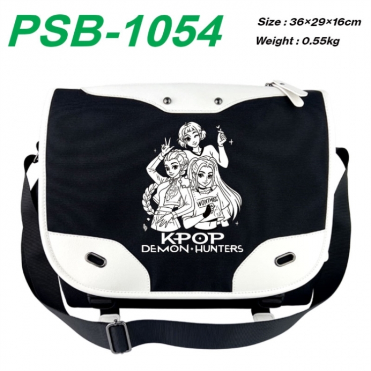 Kpop demon hunters Black and white anime waterproof nylon shoulder messenger bag schoolbag 36X29X16CM