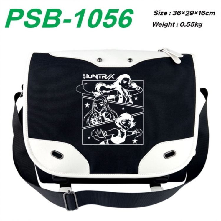 Kpop demon hunters Black and white anime waterproof nylon shoulder messenger bag schoolbag 36X29X16CM