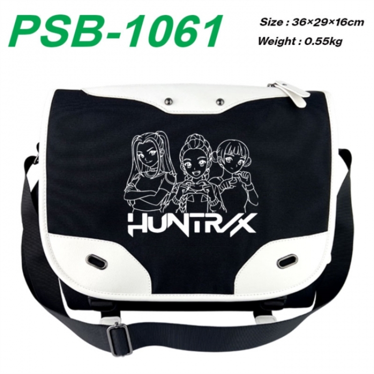 Kpop demon hunters Black and white anime waterproof nylon shoulder messenger bag schoolbag 36X29X16CM