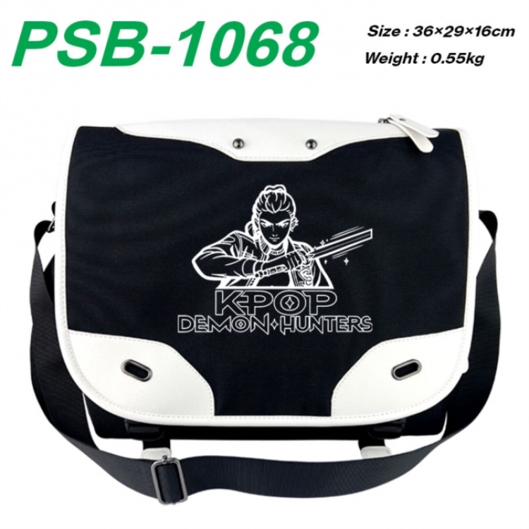 Kpop demon hunters Black and white anime waterproof nylon shoulder messenger bag schoolbag 36X29X16CM