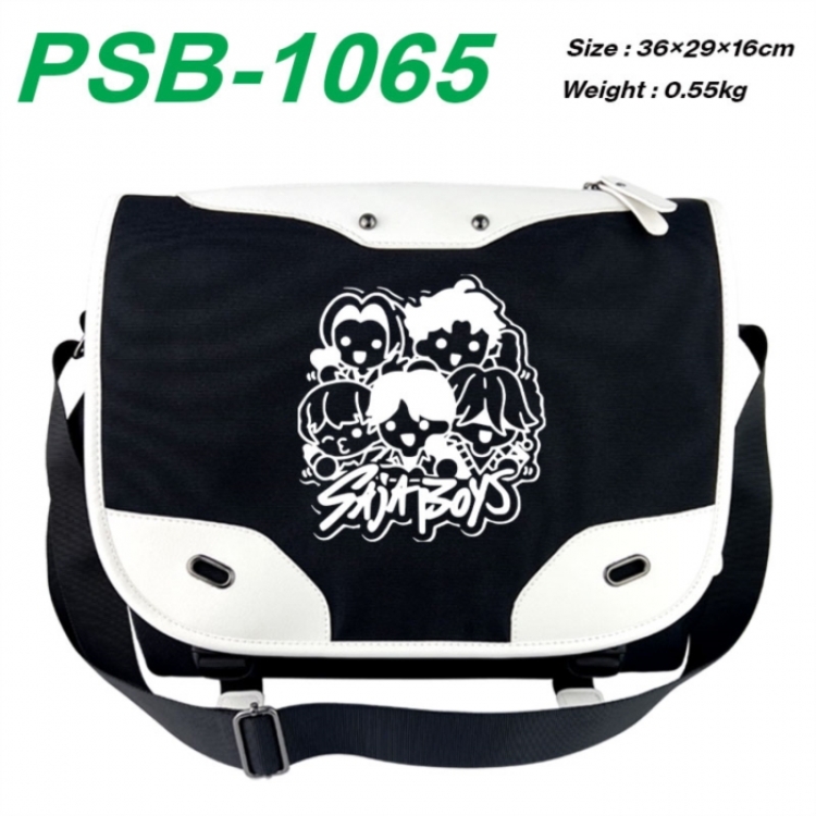 Kpop demon hunters Black and white anime waterproof nylon shoulder messenger bag schoolbag 36X29X16CM