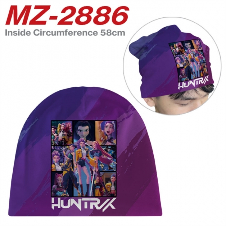 Kpop demon hunters Anime full-color printed hat knitted hat circumference 58cm