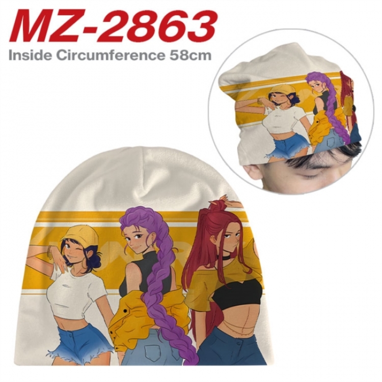 Kpop demon hunters Anime full-color printed hat knitted hat circumference 58cm