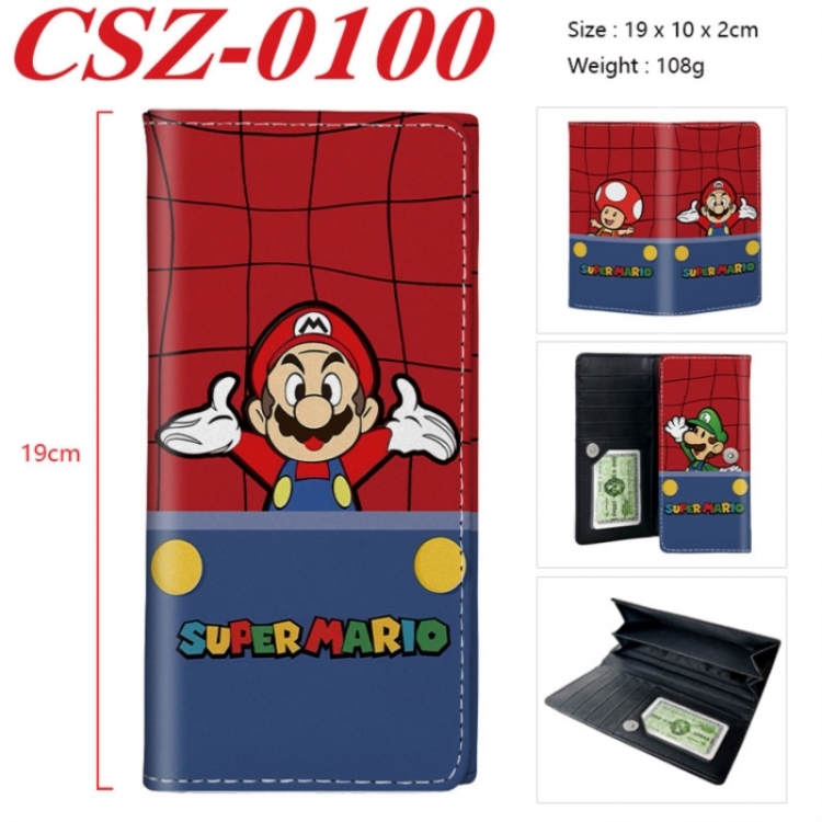 Super Mario Anime peripheral long three fold wallet 19x10x2cm