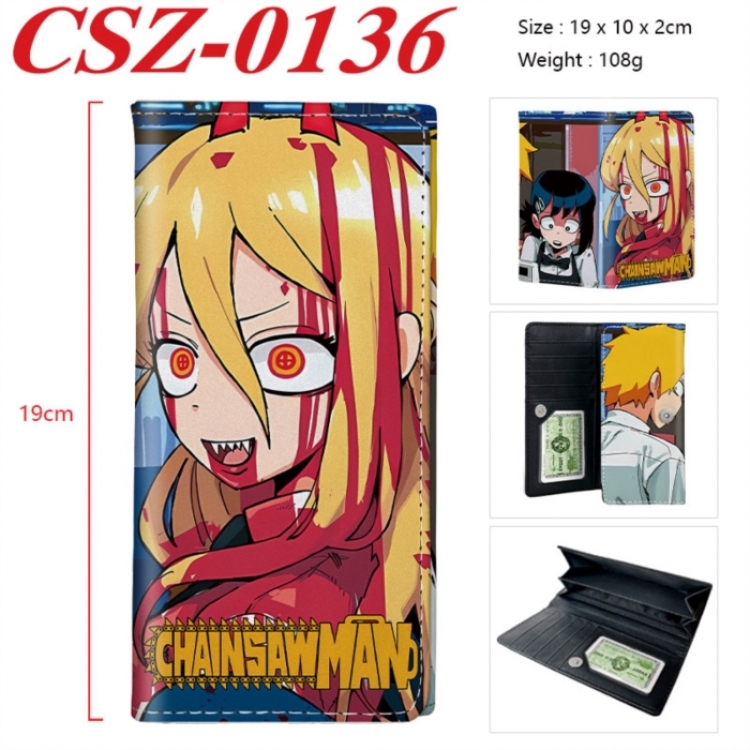 Chainsaw Man Anime peripheral long three fold wallet 19x10x2cm
