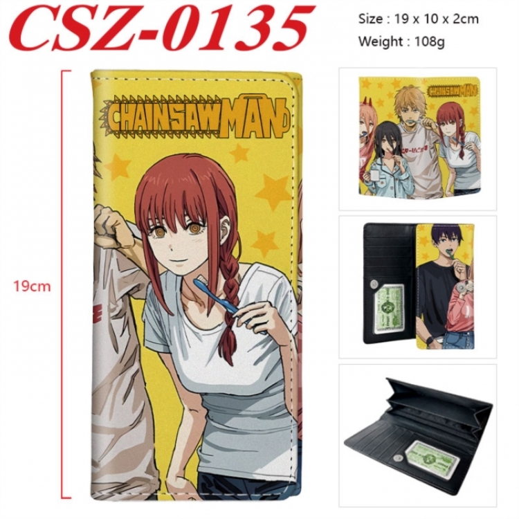 Chainsaw Man Anime peripheral long three fold wallet 19x10x2cm