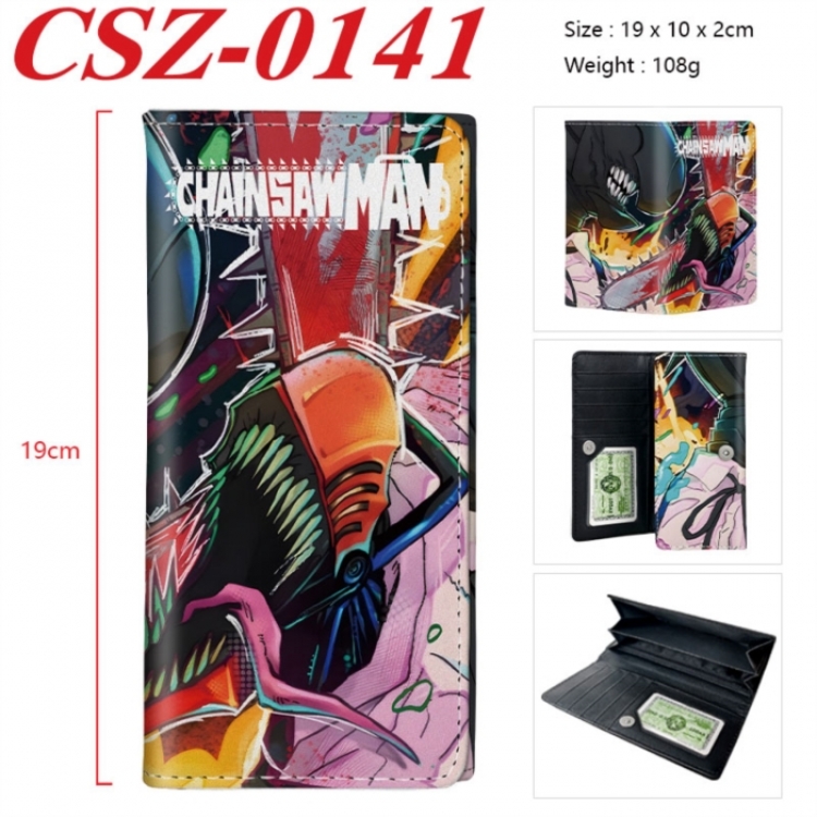 Chainsaw Man Anime peripheral long three fold wallet 19x10x2cm