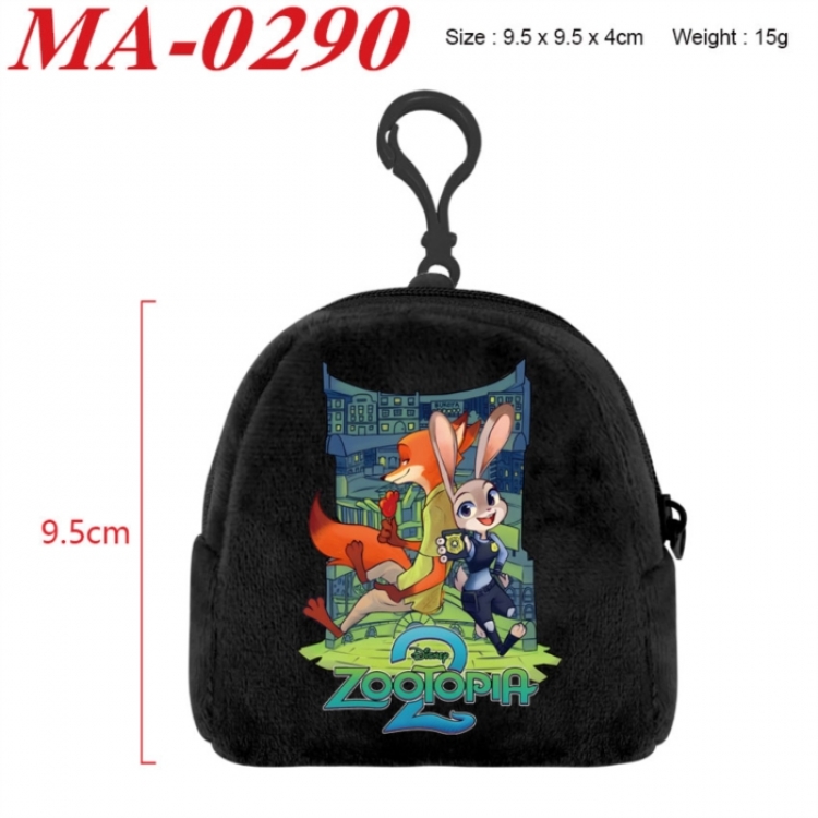 Zootopia Anime cartoon plush coin purse 9.5X9.5X4cm