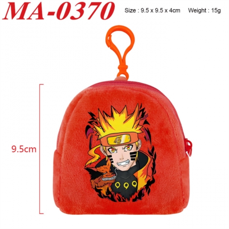 Naruto Anime cartoon plush coin purse 9.5X9.5X4cm
