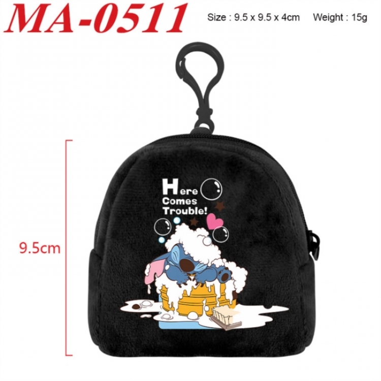 Lilo & Stitch Anime cartoon plush coin purse 9.5X9.5X4cm