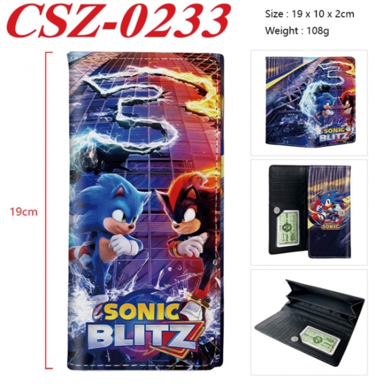 Sonic The Hedgehog  Anime peripheral long three fold wallet 19x10x2cm