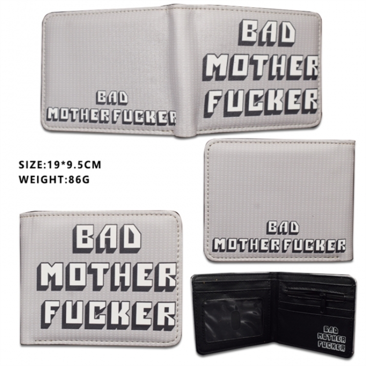 Bad Motherfucker PVC Wallet Short Half Fold Wallet 9.5X23CM