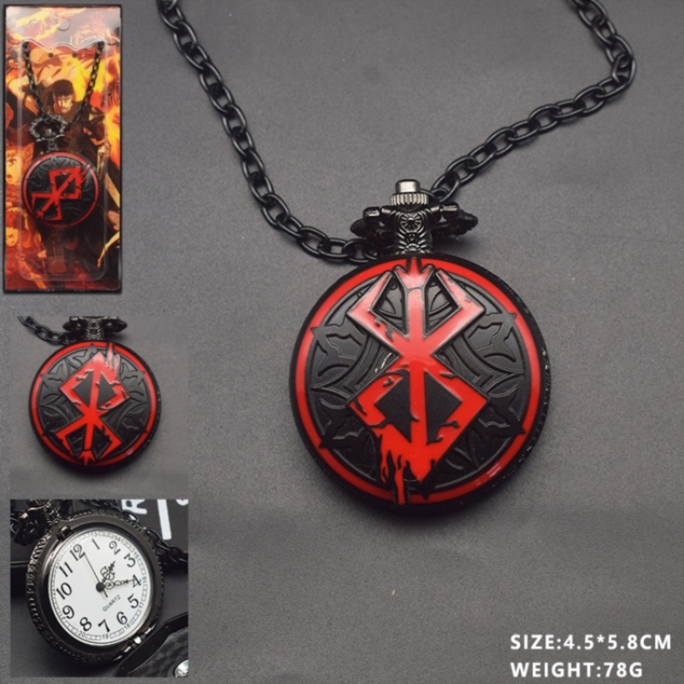 Berserk Anime-themed necklace pocket watch 4.5x5.8cm