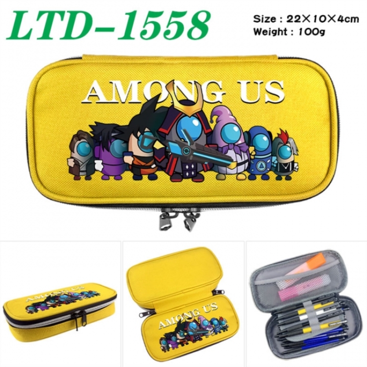 Among Us Anime Waterproof canvas zipper clamshell pencil case pencil case 22x10x4cm