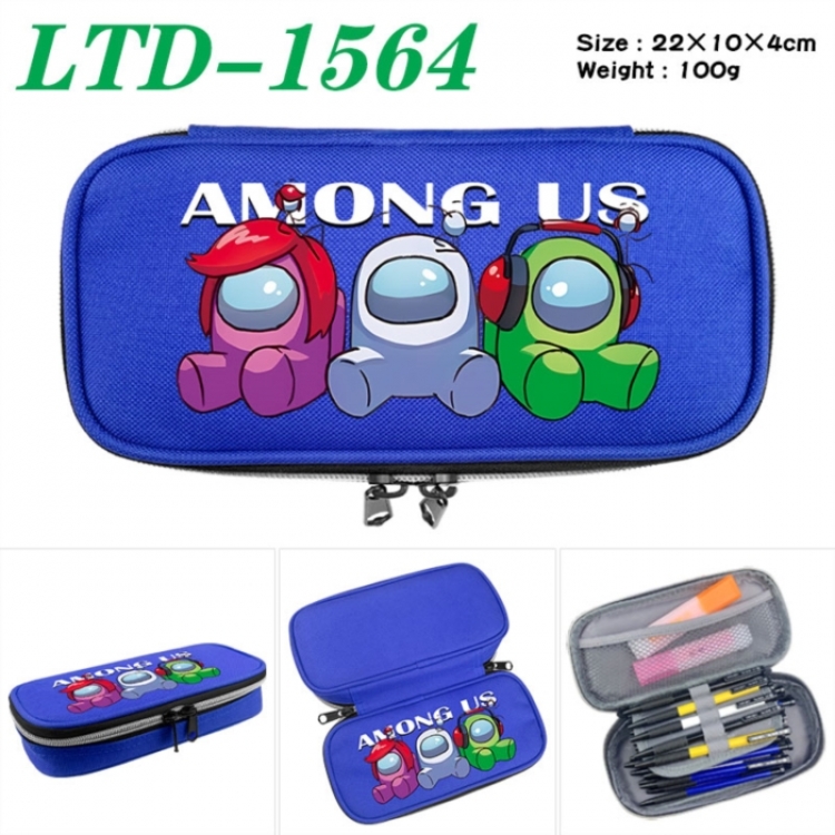 Among Us Anime Waterproof canvas zipper clamshell pencil case pencil case 22x10x4cm