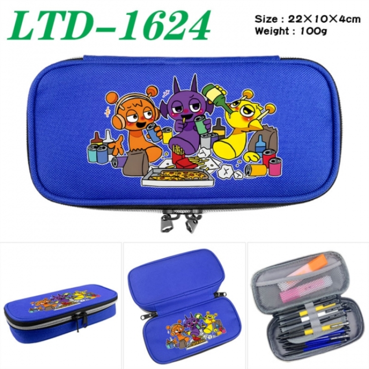 Sprunki Anime Waterproof canvas zipper clamshell pencil case pencil case 22x10x4cm