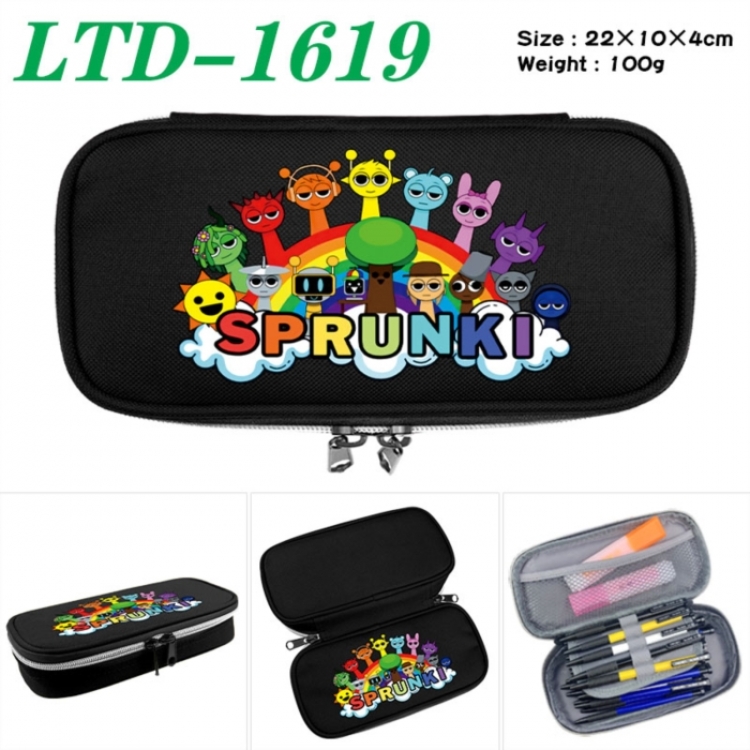 Sprunki Anime Waterproof canvas zipper clamshell pencil case pencil case 22x10x4cm