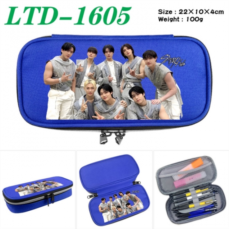 Stray Kids Anime Waterproof canvas zipper clamshell pencil case pencil case 22x10x4cm