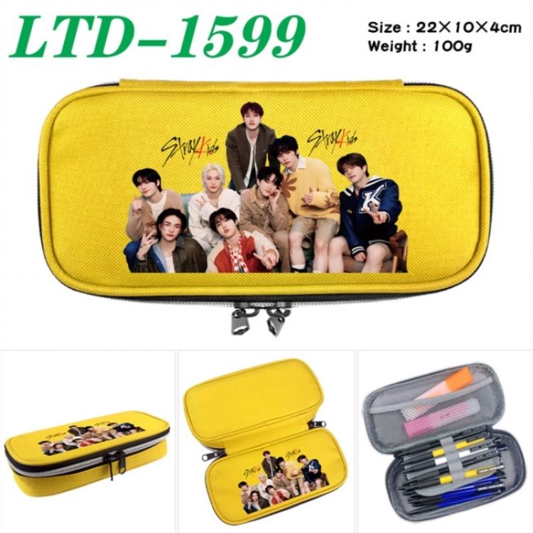 Stray Kids Anime Waterproof canvas zipper clamshell pencil case pencil case 22x10x4cm