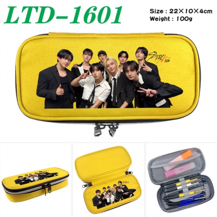 Stray Kids Anime Waterproof canvas zipper clamshell pencil case pencil case 22x10x4cm