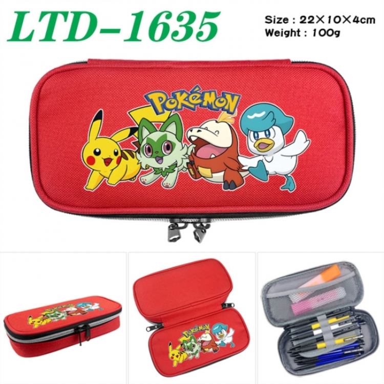 Pokemon Anime Waterproof canvas zipper clamshell pencil case pencil case 22x10x4cm