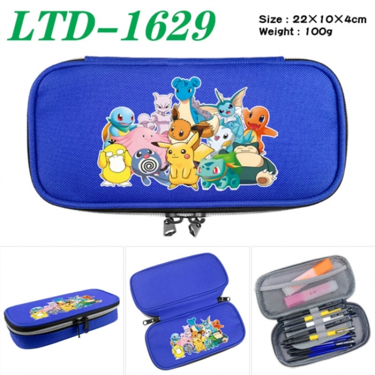 Pokemon Anime Waterproof canvas zipper clamshell pencil case pencil case 22x10x4cm
