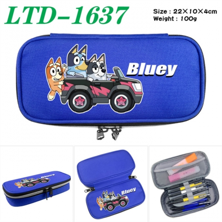 Bluey Anime Waterproof canvas zipper clamshell pencil case pencil case 22x10x4cm