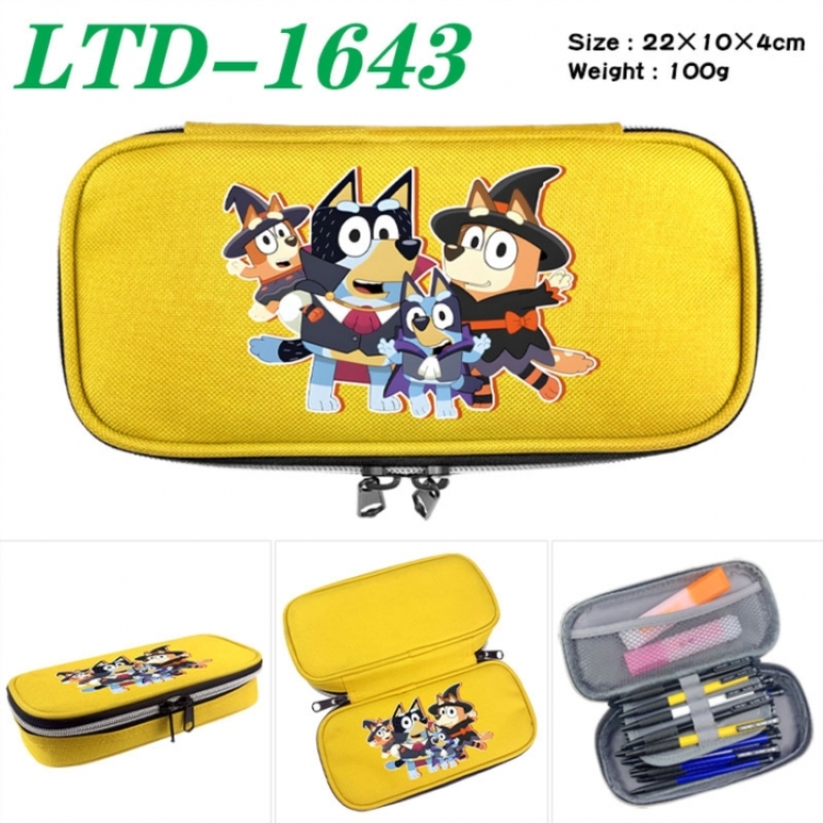 Bluey Anime Waterproof canvas zipper clamshell pencil case pencil case 22x10x4cm